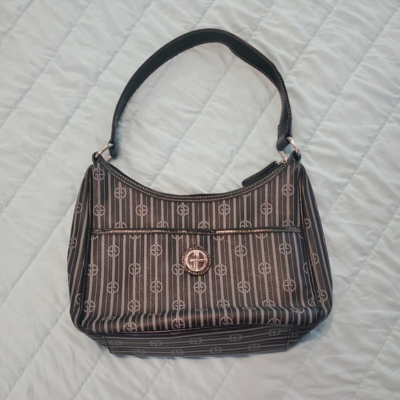 Giani Bernini Stripe Signature Hobo Black Grey